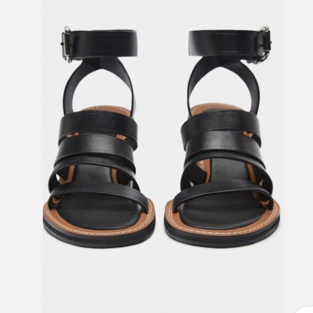 Zara limited edition pure leather strappy sandals - Picture 4 of 8